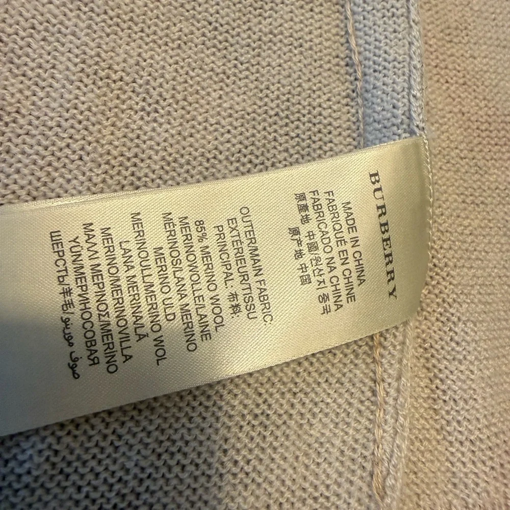 Burberry Brit Tan Merino Wool Novacheck Zip Front Cardigan Size Small - Picture 11 of 12